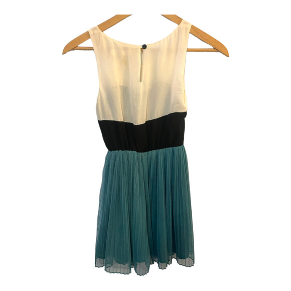 REWIND Black Ivory Teal Pleated Tulle Party Dress Size Extra Small Retro 80s - Picture 5 of 8